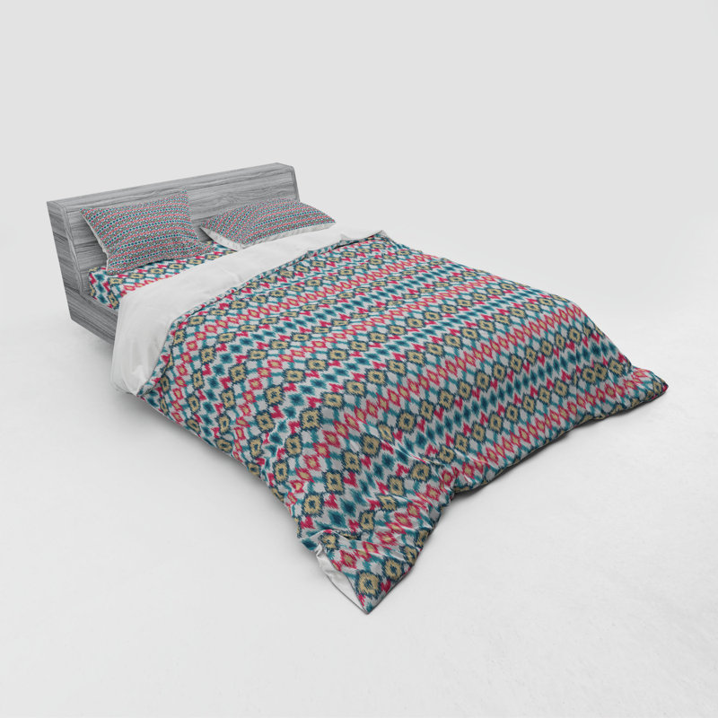 Eclectic Polyester Geometric Shapes Duvet Cover, Queen Duvet Cover + 3 Additional Pieces