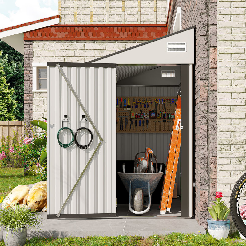 Petite remise de jardin en métal avec évents, Blanc