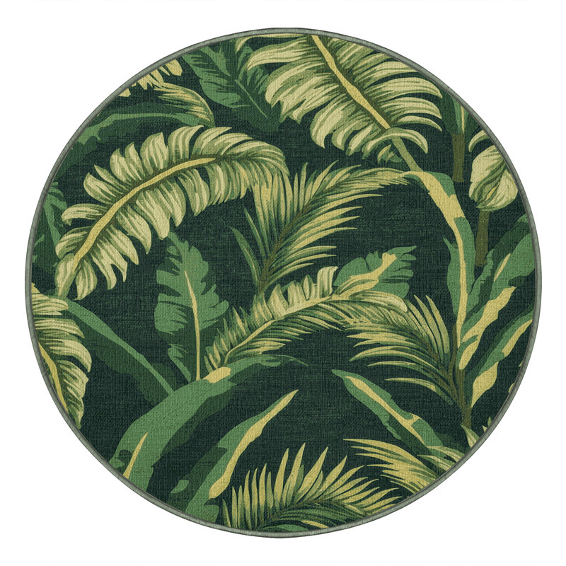  Tapis lavable hawaïen à feuilles de bananier, Rond 8 pi