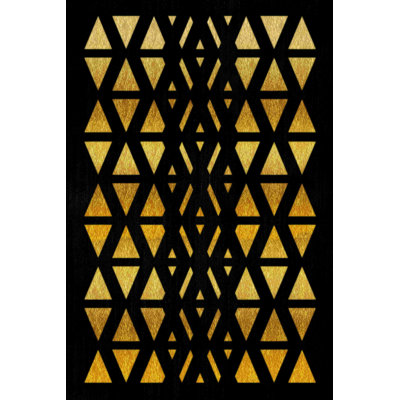 Impression sur toile tendue à motif de triangles dorés noirs