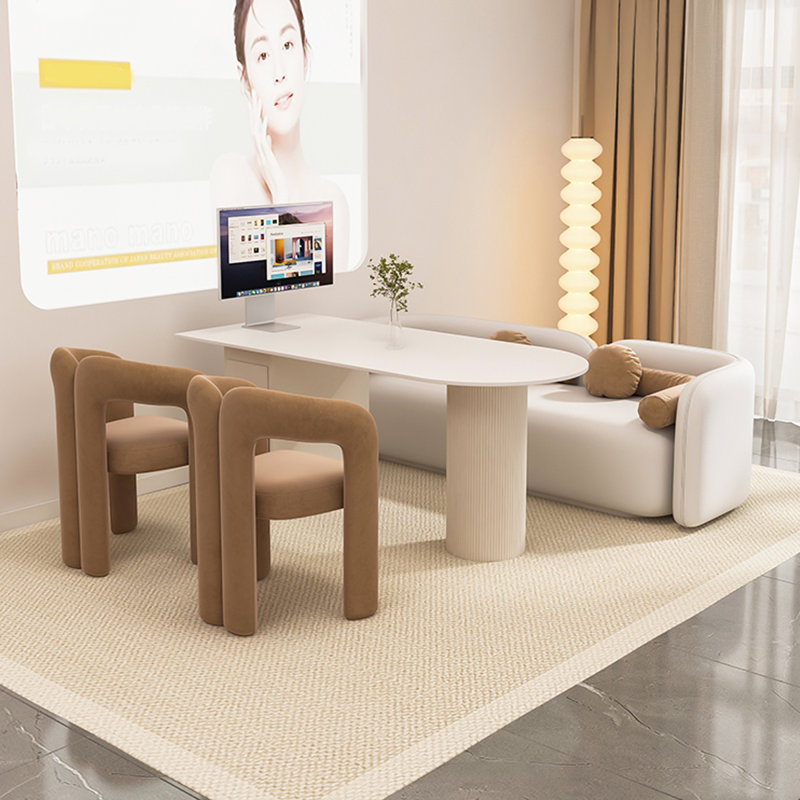 Bureau en pierre frittée blanc pur,  H 29,53 po x l 62,99 po x P 23,62 po