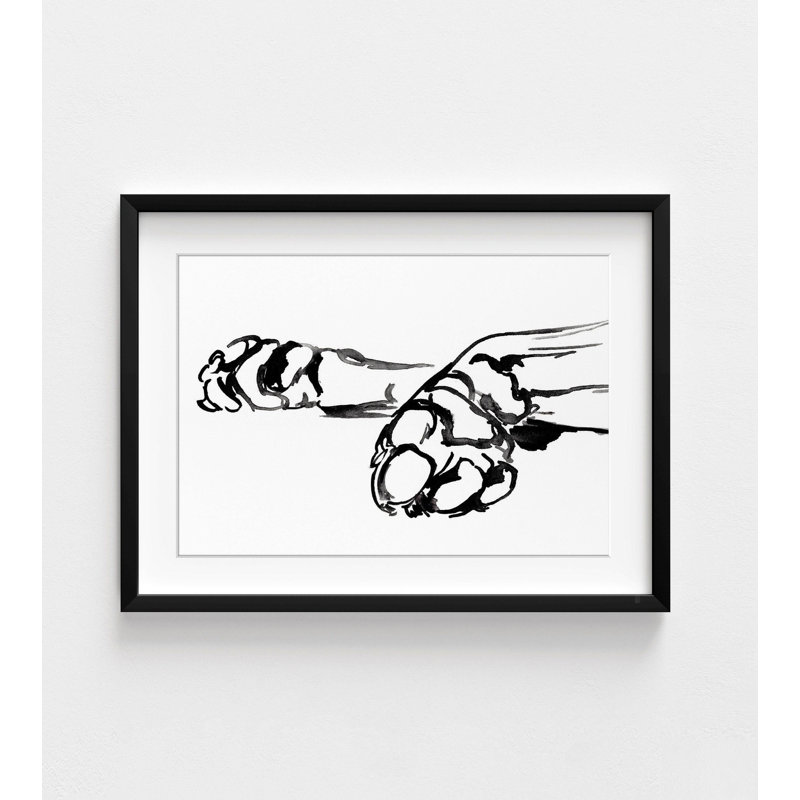 Black And White Pet Drawing Print, Framed Paw Wall Decor, Dog Paw Wall Art,Simple Dog Outline Drawing Print,Dog Sketch Print,Framed Wall Art