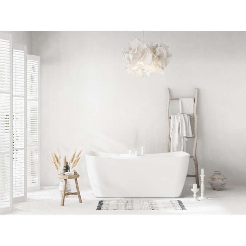 Baignoire de trempage autoportante Dezra, Blanc poli