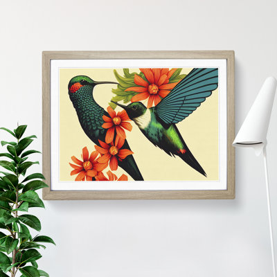 Artistic Floral Hummingbirds - Single Picture Frame Print