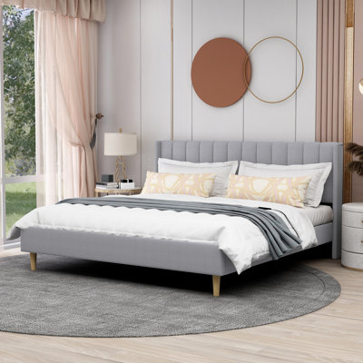 Eriksay Low Profile Upholstered Platform Bed with Wingback Headboard