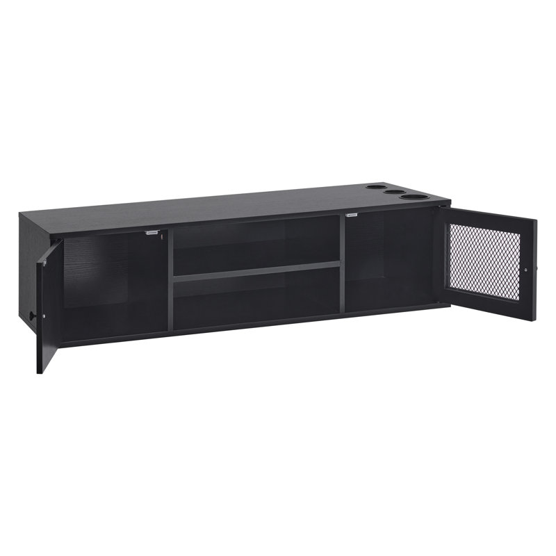Meuble télé flottant, meuble de rangement mural pour console télé, 47 po de largeur, Noir