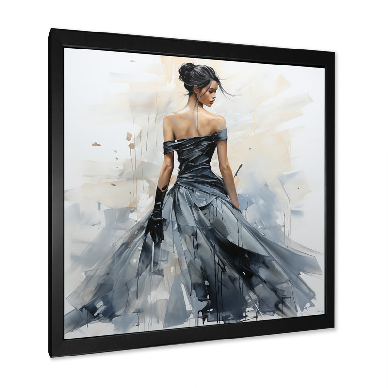 Noir et gris Classic Silhouette II - impressions sur toile Dior, Cadre simple noir, H 30 po x l 30 po x P 1,5 po