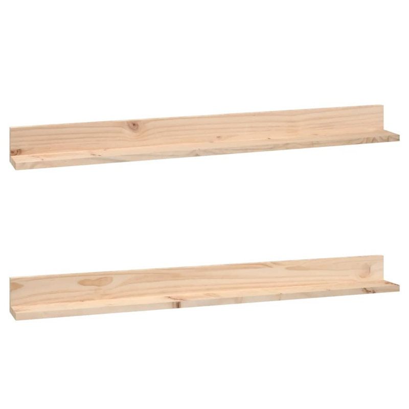 Wall Shelves 2 Pcs Solid Wood Pine, Brown, 9cm H x 110cm W x 11cm D