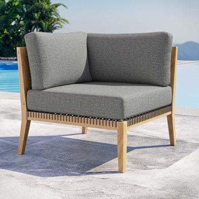 Chaise de coin d'extérieur en bois de teck Clearwater par Modway