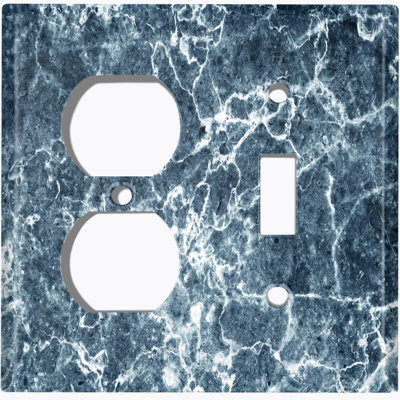Plaque murale à 2 prises doubles en marbre à imprimé noir Marble