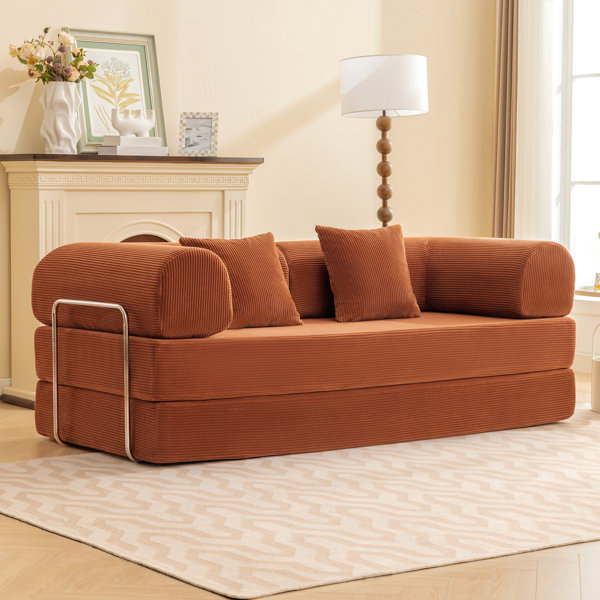 Latitude Run® Foldable Three Person Fabric Sofa Bed, high Rebound ...