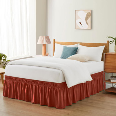 Orange Adjustable Bed Skirt For Full & Queen Size Bed With 18 Inch Tailored Drop Wrap Around Bed Skirts With Adjustable Elastic Belt For Easy Fitting Orange Adjustable Bed Skirt For Full & Queen Size Bed With 18 Inch Tailored Drop Wrap Around Bed Skirts With Adjustable Elastic Belt For Easy Fitting