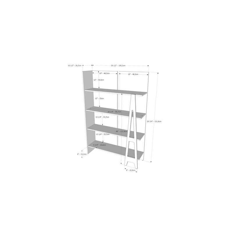 Bibliothèque standard H 60 "x l 40,25" Cunera, Blanc