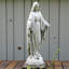Statue de la Vierge Marie 24 pouces, sculpture de jardin en résine de pierre grise, décoration religieuse résistante aux intempéries