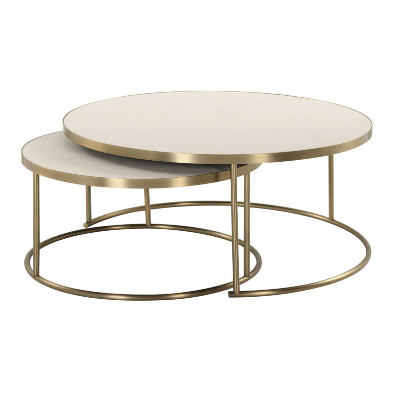 Uttermost Aragon White Nesting Coffee Tables Set/2