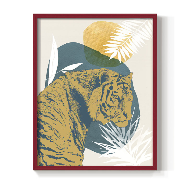 «Jungle Cat I», reproduction encadrée - bois massif, H 21 po x l 17 po, Rouge