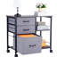 Classeur multifonctionnel brun avec 3 tiroirs en tissu et 2 tablettes ouvertes - beaucoup d'espace pour les outils de bureau, mobile sur roulettes, avec des dossiers à plier