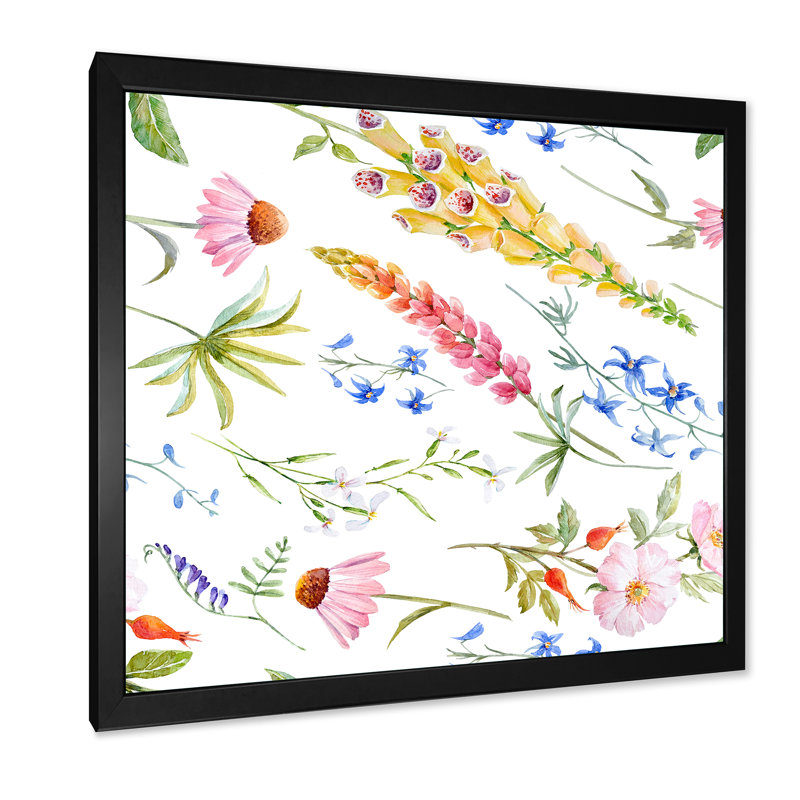 «Vibrant Summer Wildflowers I», reproduction sur toile, H 30 po x l 30 po x 1,5 po, Toile avec cadre noir