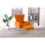 Chaise d'appoint moderne avec repose-pieds, fauteuil confortable pour salon, chambre à coucher, appartement, bureau (orange)