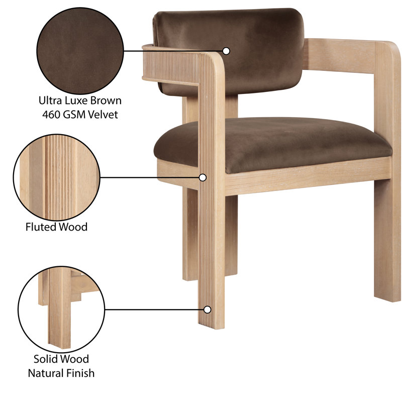 Sacha Frink Upholstered Dining Arm Chair, Natural, Brown Velvet