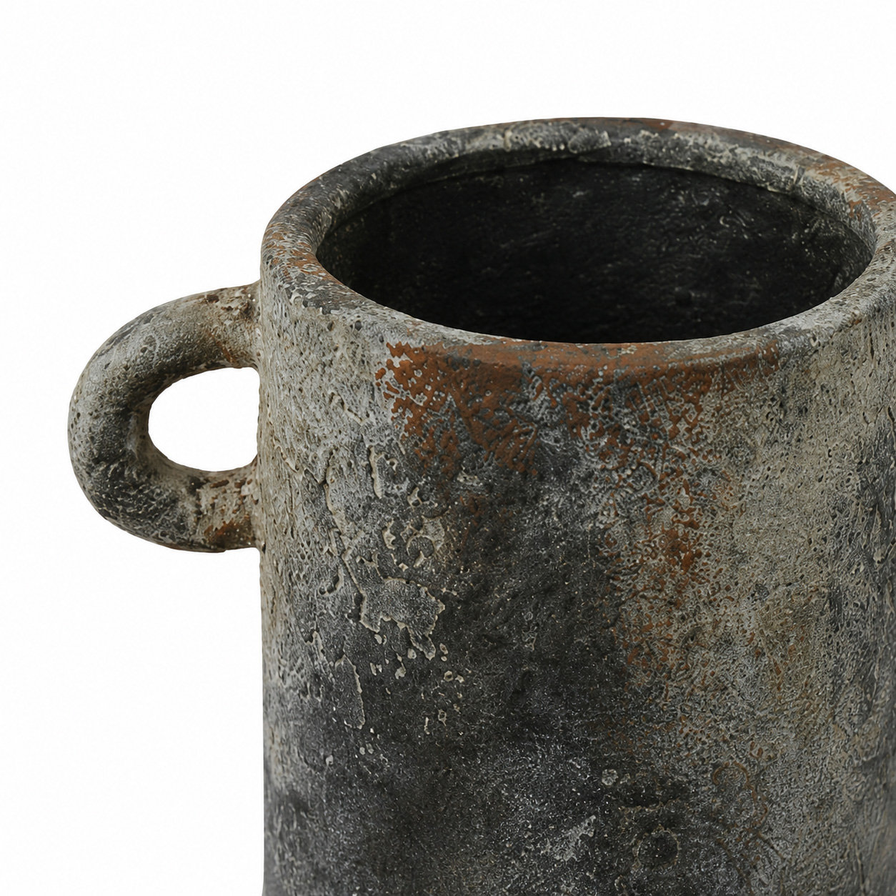 Cole and Ceramic Antique Style Textured Decorative Vase with Yellow Shadings, Gray