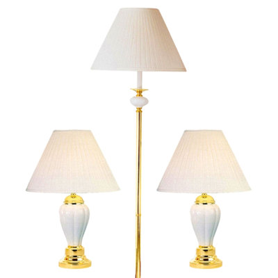 Ensemble de lampes en céramique 3 pièces, lampes sur pied et de table