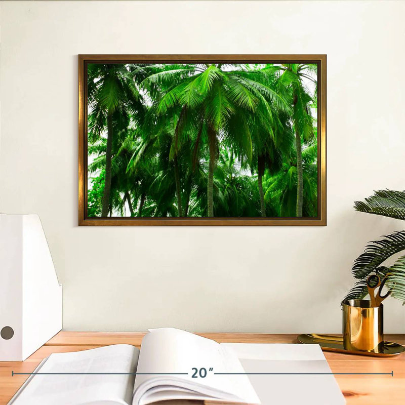 Palmier forêt, Cadre flottant doré, 13 po x 9 po