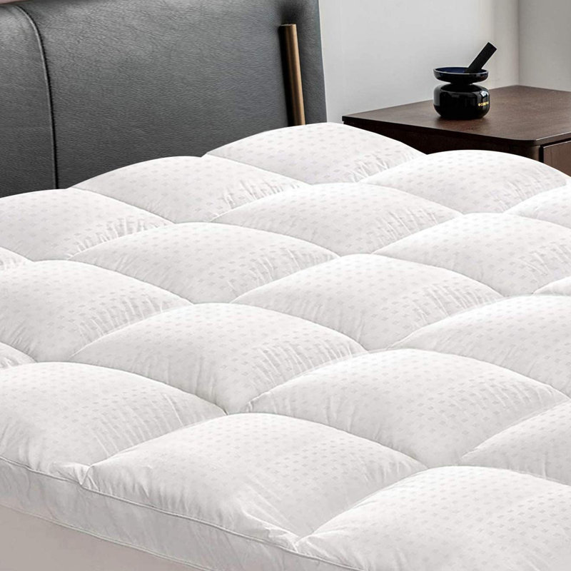 Kamila Quilted Fitted Mattress Pad Cotton Top 8-21" Deep Pocket, Overfilled Down Alternative Filling, Calfornia King