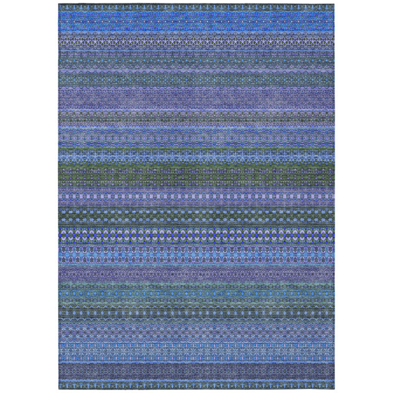 Kinslee Washable Striped Indoor / Outdoor Rug, Rectangle 9' x 12'