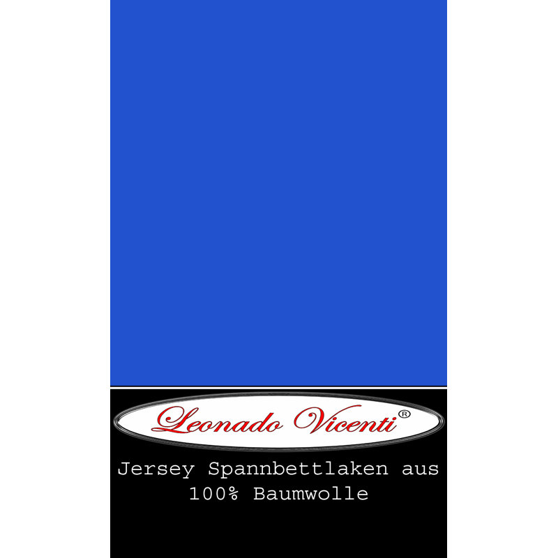 100% Cotton Jersey Knit Fitted Sheet, Blue, European Double (140 x 200cm)