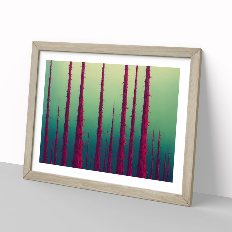 XH1022-6157X Modern Pine Tree Forest Vol.3 1 Piece Single Picture Frame Wall Art, 46cm H x 64cm W x 2cm D, Oak