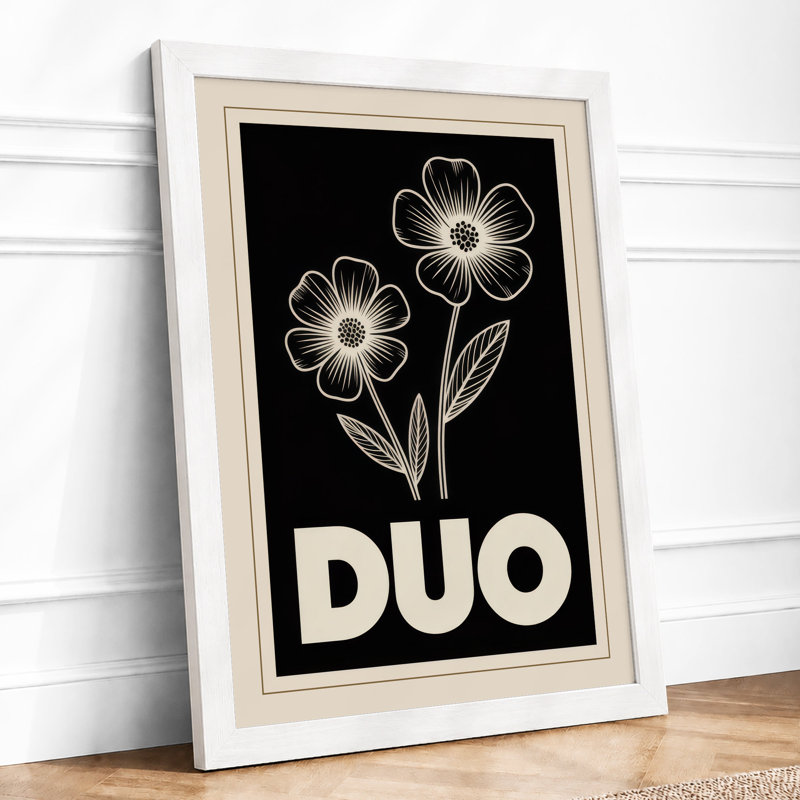 Duo Blooms Botanical - Framed Print, A3 - 42.0 x 29.7 cm, White
