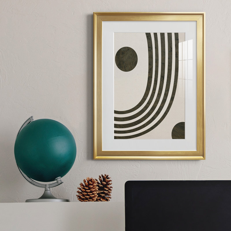 «Tubular Abstract I», reproduction encadrée de qualité supérieure, prête à être accrochée, Or