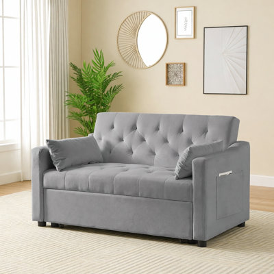 GREY VELVET SOFA BED