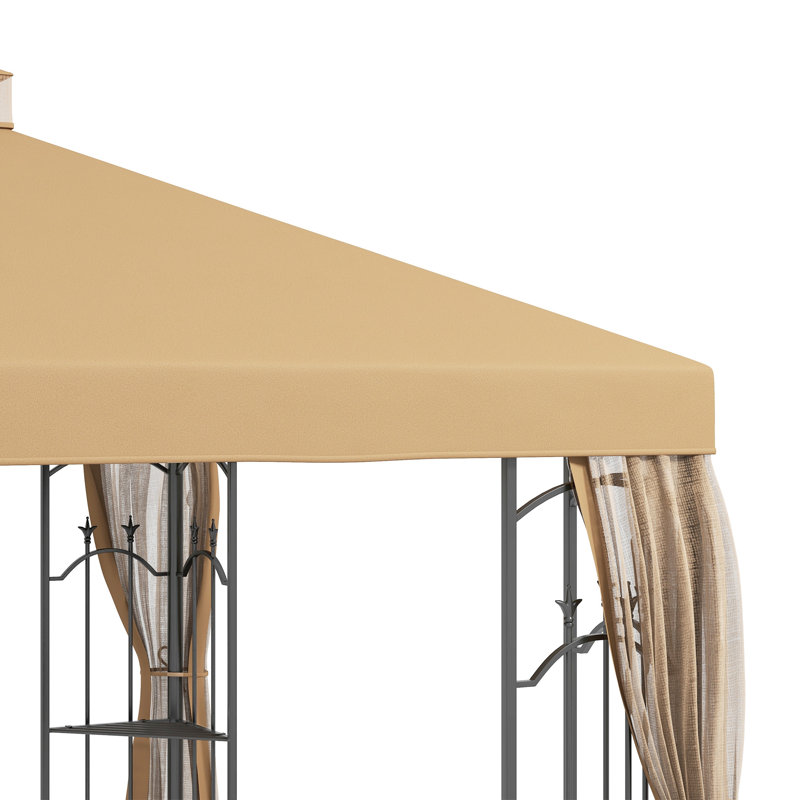 10' x 10' Steel Outdoor Patio Gazebo Canopy Brown, Brown, 120" H x 120" W x 120" D