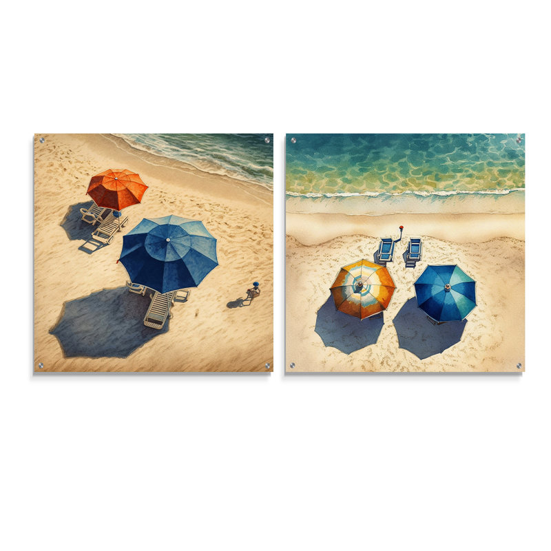 Chaises et parasols de plage I - ensemble de 2 verres de plage en acrylique, H 36 po x l 73 po