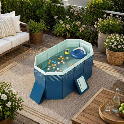 La piscine pliante en PVC de 1,6 m (non gonflable) se baigne et se refroidit en été, convient au patio extérieur