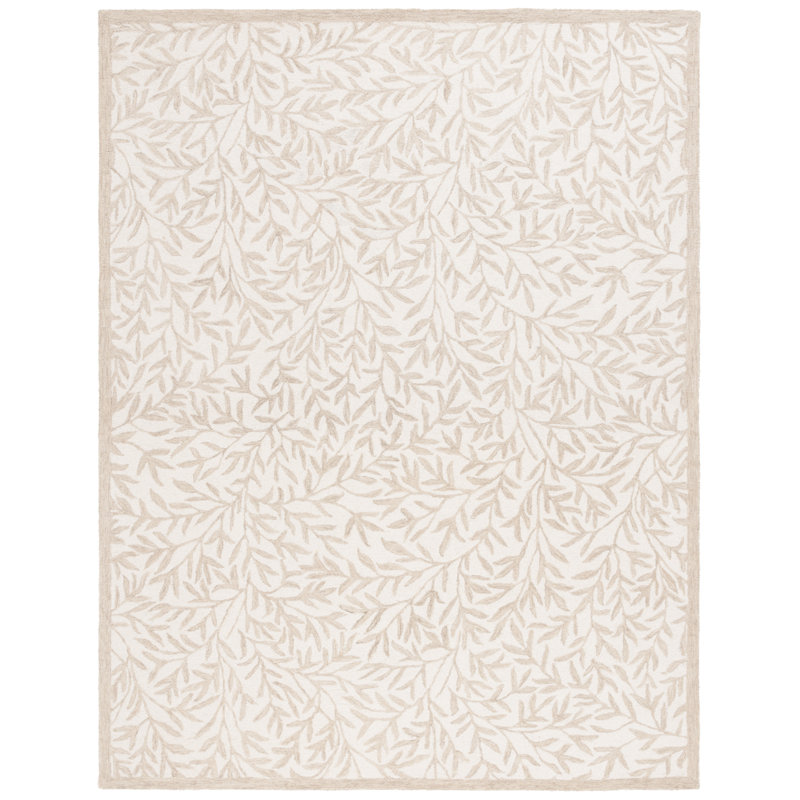 Martha Stewart Hand Tufted Wool/Cotton Floral Rug in Ivory/Beige, Rectangle 5" x 8"