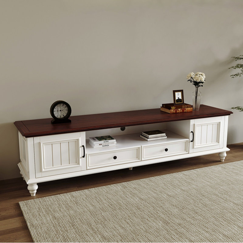 Simple Solid Wood TV Cabinet, 15.75"H x 78.74"L x 15.75"W