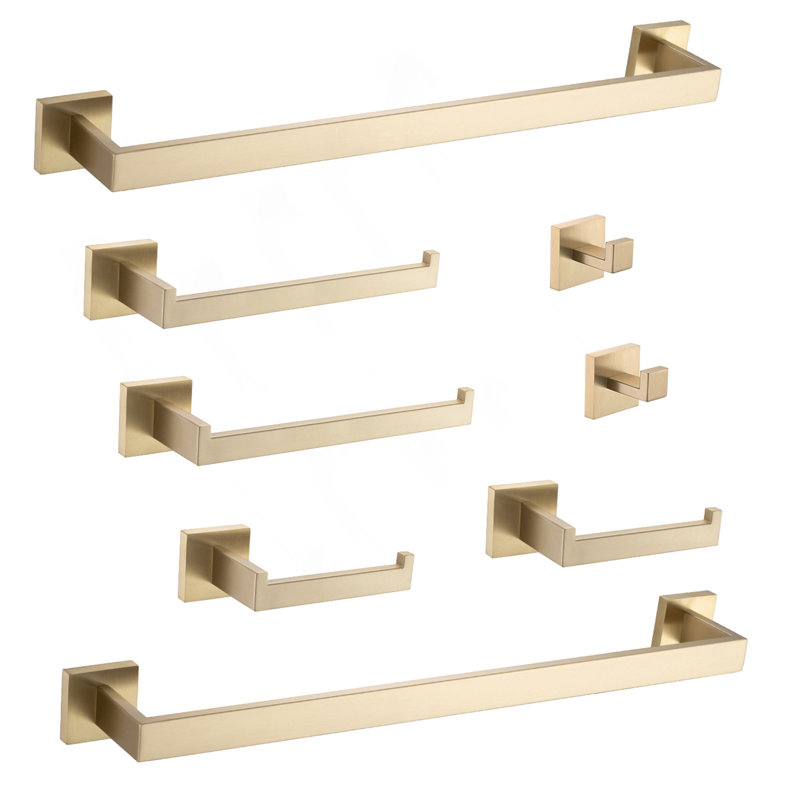 8 - Piece Bathroom Hardware Set, Brushed Gold