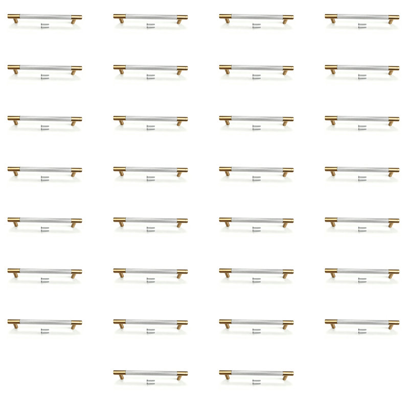 Paquet de 25 poignées d'armoire rondes en aluminium modernes dorées, poignées de bar, poignées de tiroir et poignée modèle CPMBXMO0007 Distance entre les trous: 3 3/4 po