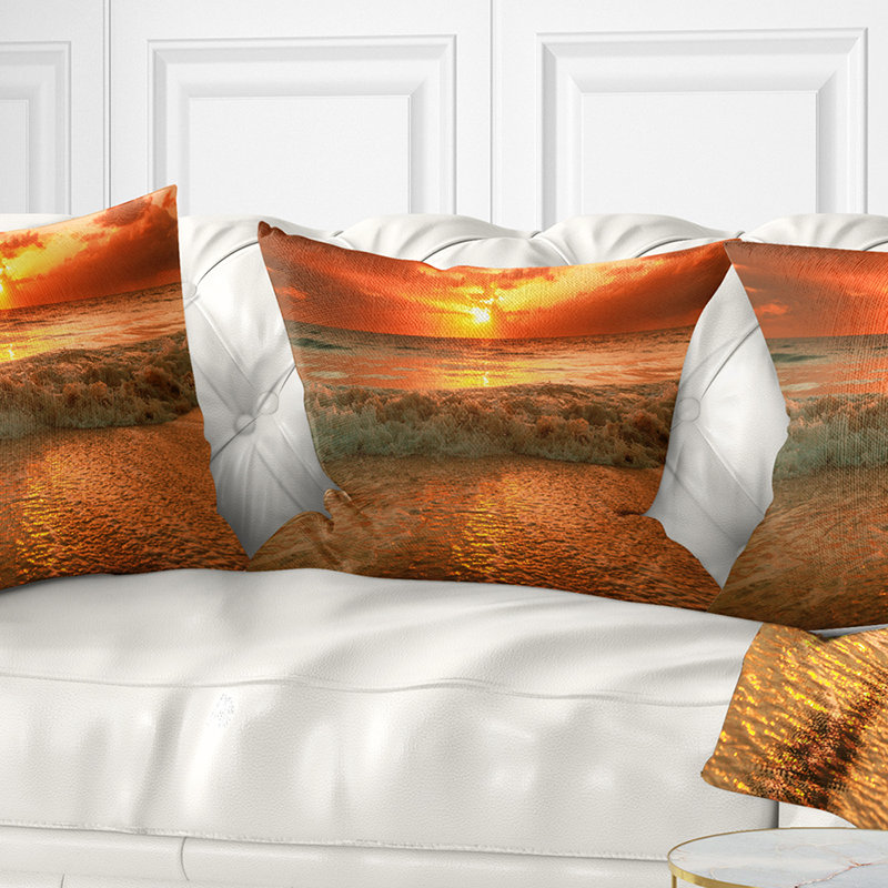 Coussin en mer seascape incroyable beauté de soleil reflection, 18 po x 18 po, Coussin décoratif