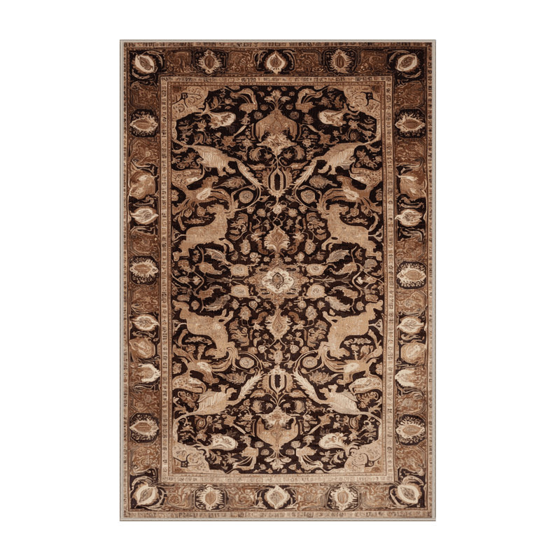 Machine Washable Persian Brown Area Rug, Runner 2' x 5'