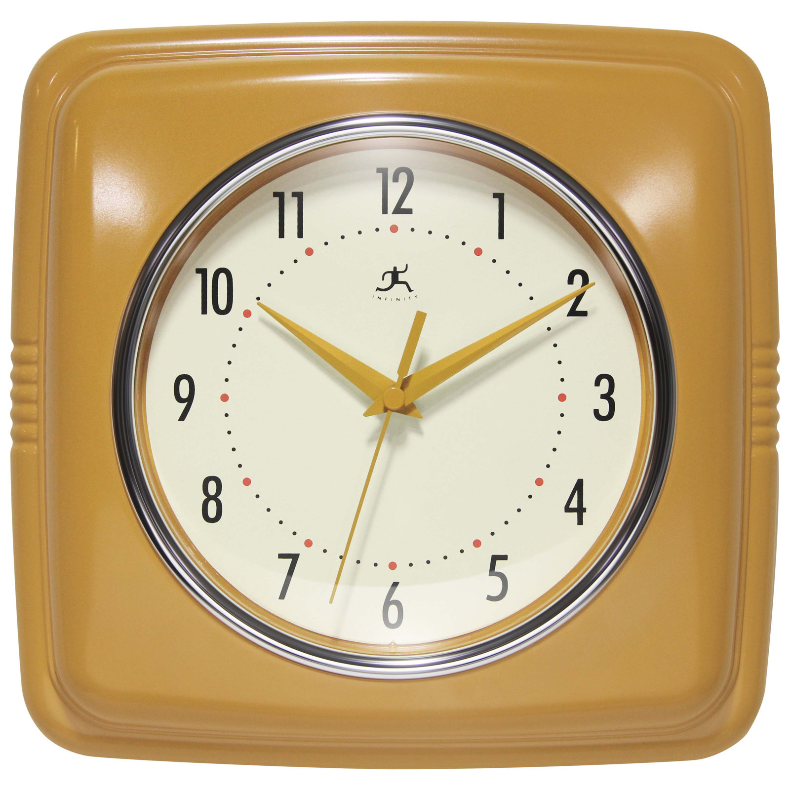 Orrwell Square Plastic Wall Clock 9.25 Inches, Saffron