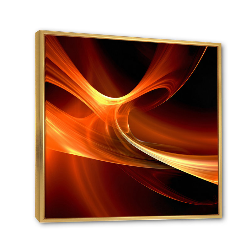 " Orange Abstract Warm Fractal Design IX ", Gold Floater Framed, 44" H x 34" W x 1.5" D