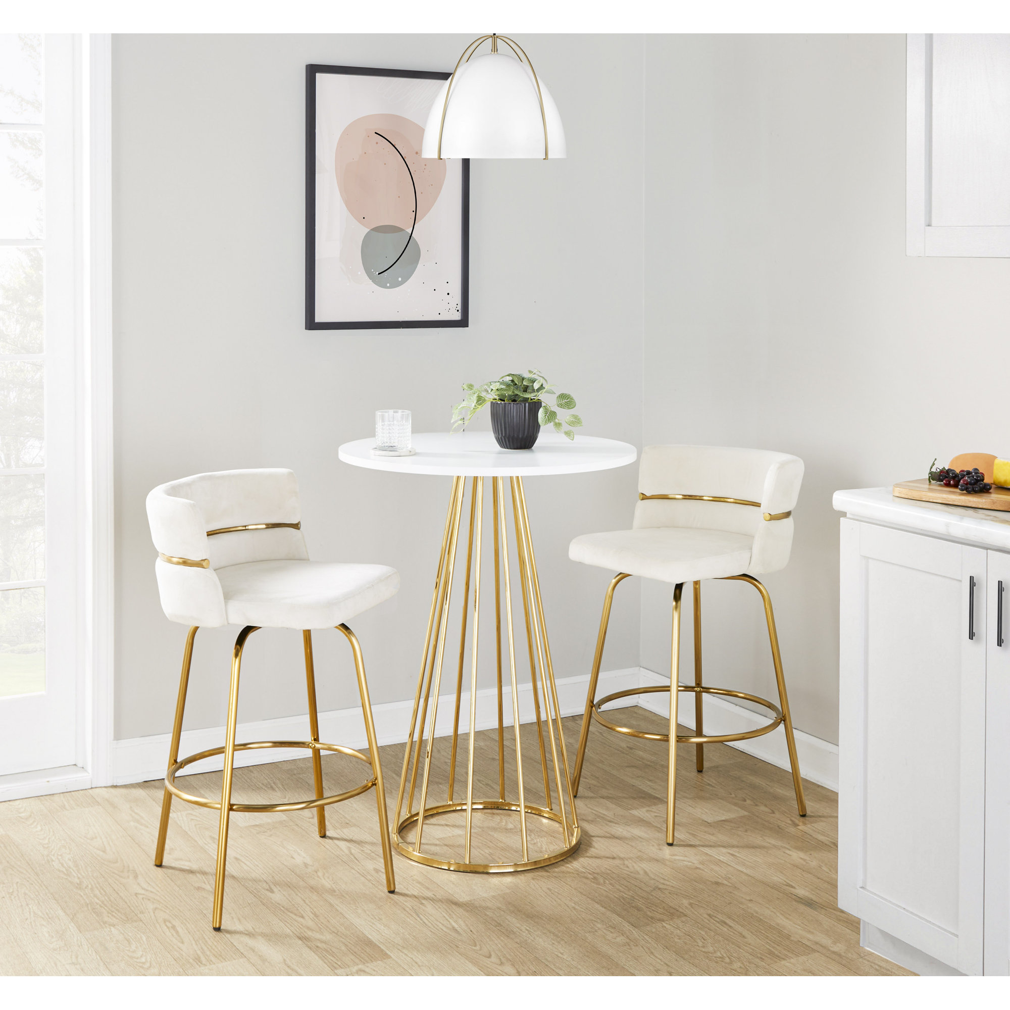 Canary Cosmo Counter Table, Gold, White, 36"