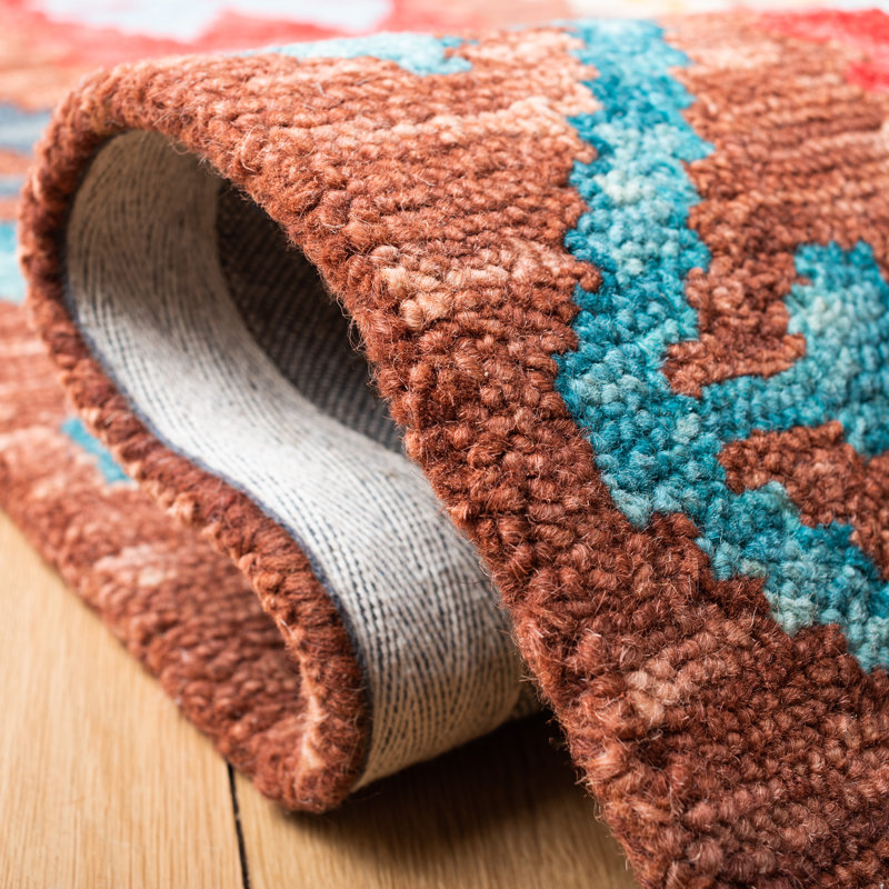 Hand Tufted Wool/Cotton/Latex Oriental Rug in Red/Brown, Square 7'