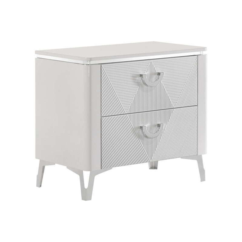 Table de chevet contemporaine l 25,90 po, blanc brillant