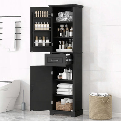 Tall Storage Cabinet with Two Doors, Drawer, and Door Shelves