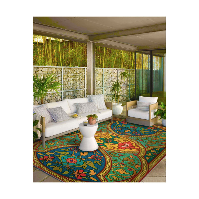 Tapis tissé lavable traditionnel à motif peint coloré, Tapis de couloir 3 pi 3 po x 9 pi 10 po